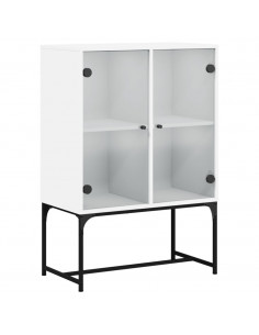 Mobile con Ante in Vetro Bianco 69x37x100 cm 2