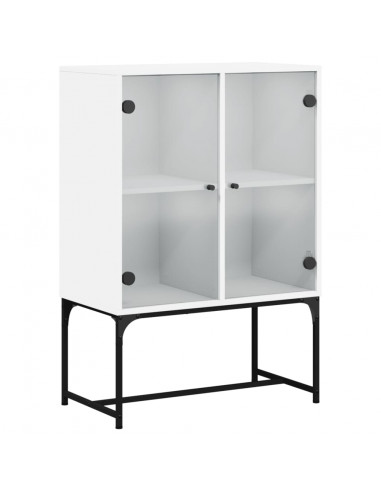 Mobile con Ante in Vetro Bianco 69x37x100 cm