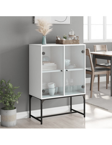 Mobile con Ante in Vetro Bianco 69x37x100 cm