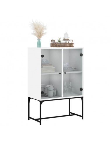 Mobile con Ante in Vetro Bianco 69x37x100 cm