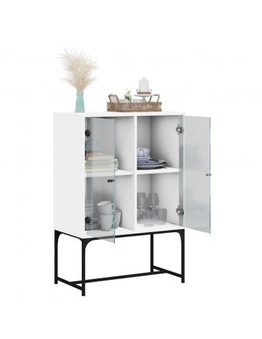 Mobile con Ante in Vetro Bianco 69x37x100 cm