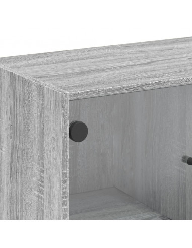 Mobile con Ante in Vetro Grigio Sonoma 68x37x75,5 cm