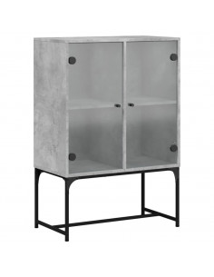 Mobile con Ante in Vetro Grigio Cemento 69x37x100 cm 2