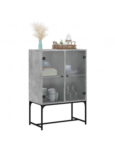 Mobile con Ante in Vetro Grigio Cemento 69x37x100 cm