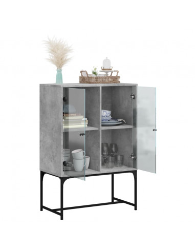 Mobile con Ante in Vetro Grigio Cemento 69x37x100 cm