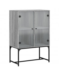 Mobile con Ante in Vetro Grigio Sonoma 69x37x100 cm 2