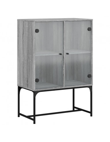 Mobile con Ante in Vetro Grigio Sonoma 69x37x100 cm