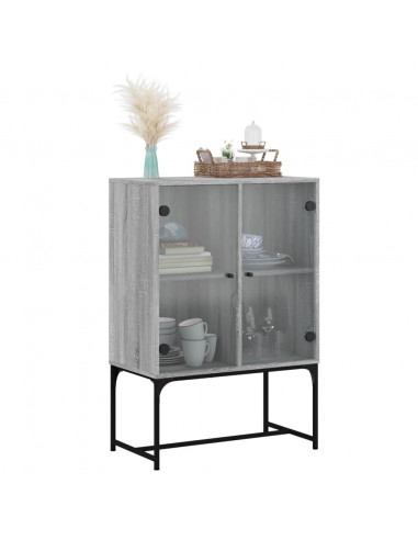 Mobile con Ante in Vetro Grigio Sonoma 69x37x100 cm