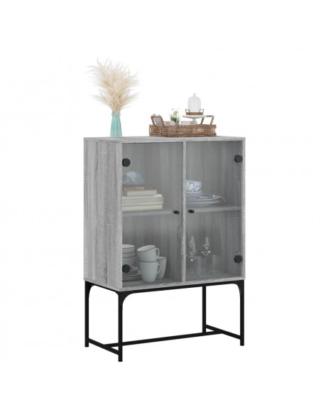 Mobile con Ante in Vetro Grigio Sonoma 69x37x100 cm