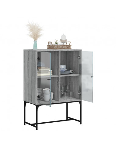 Mobile con Ante in Vetro Grigio Sonoma 69x37x100 cm