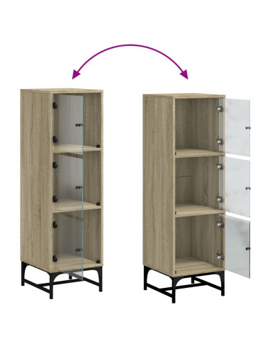 Credenza con Ante in Vetro Rovere Sonoma 35x37x120 cm