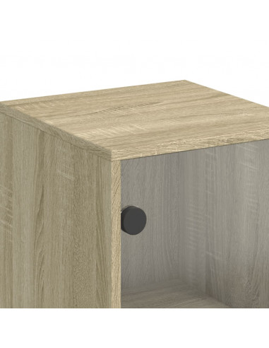 Credenza con Ante in Vetro Rovere Sonoma 35x37x120 cm