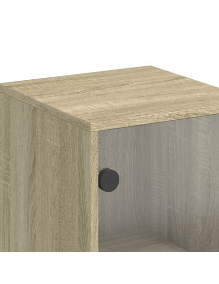 Credenza con Ante in Vetro Rovere Sonoma 35x37x120 cm