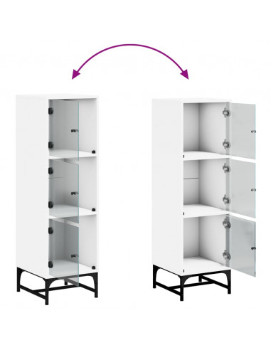 Credenza con Ante in Vetro Bianca 35x37x120 cm