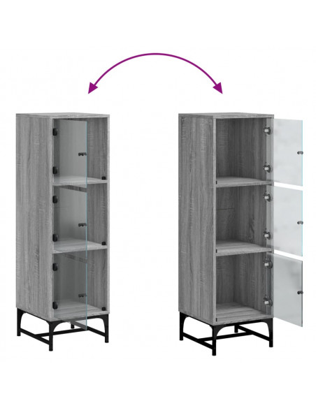 Credenza con Ante in Vetro Grigio Sonoma 35x37x120 cm