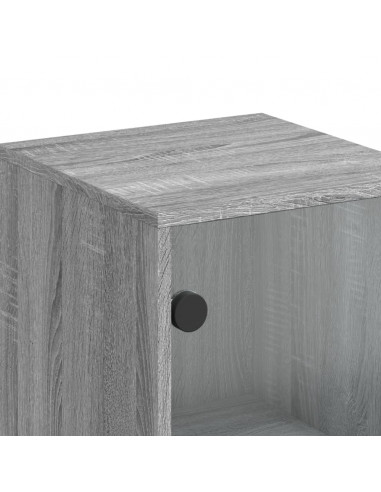 Credenza con Ante in Vetro Grigio Sonoma 35x37x120 cm