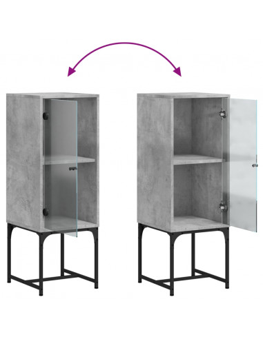 Mobile con Anta in Vetro Grigio Cemento 35x37x100 cm