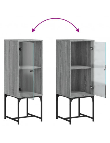 Mobile a Muro con Anta in Vetro Grigio Sonoma 35x37x100 cm