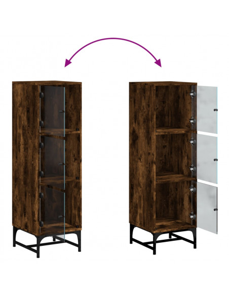 Credenza con Ante in Vetro Rovere Fumo 35x37x120 cm