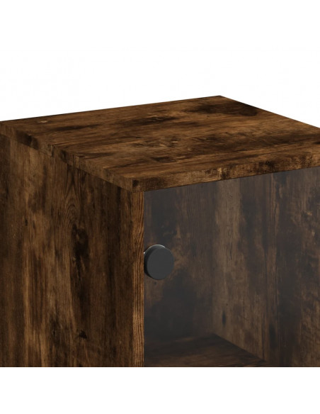 Credenza con Ante in Vetro Rovere Fumo 35x37x120 cm