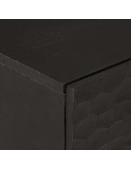 Credenze 2 pz Nero 60x33x75 cm in Legno Massello di Mango