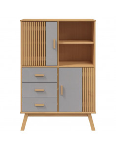 Credenza OLDEN Grigia e Marrone 85x43x125cm Legno Massello Pino 2