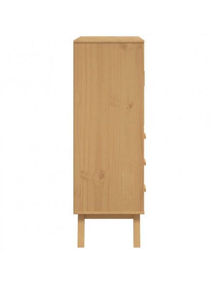 Credenza OLDEN Bianca e Marrone 85x43x125cm Legno Massello Pino