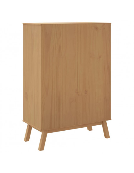 Credenza OLDEN Bianca e Marrone 85x43x125cm Legno Massello Pino