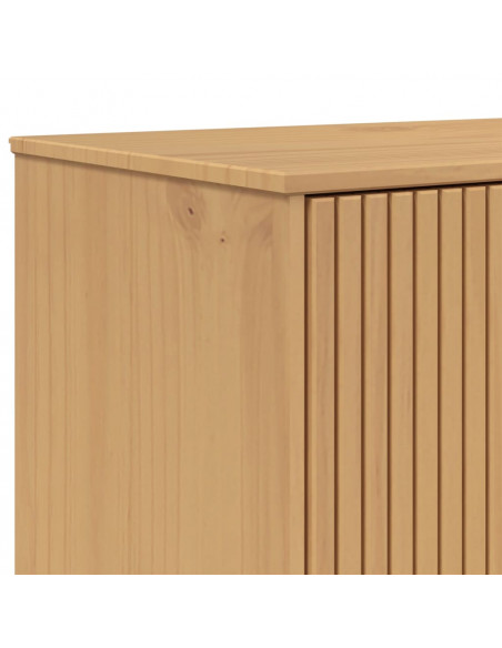 Credenza OLDEN Bianca e Marrone 85x43x125cm Legno Massello Pino