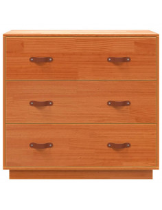 Credenza Marrone Cera 80x40x75 cm in Legno Massello di Pino 2