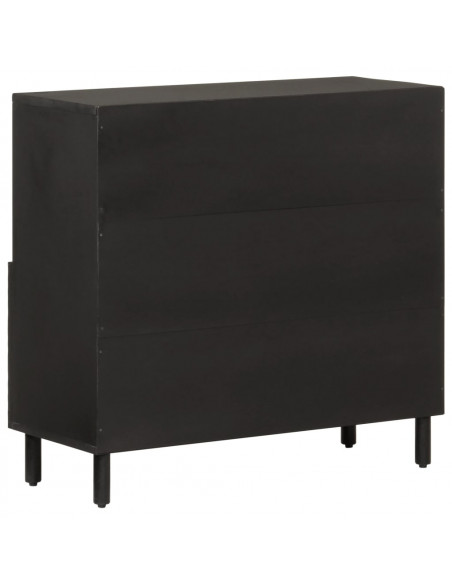 Credenza Nera 80x33x75 cm in Legno Massello di Mango