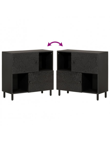Credenza Nera 80x33x75 cm in Legno Massello di Mango