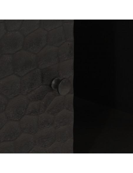 Credenza Nera 80x33x75 cm in Legno Massello di Mango