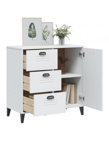 Credenza VIKEN Bianca 80x40x80 cm in Legno Massello di Pino