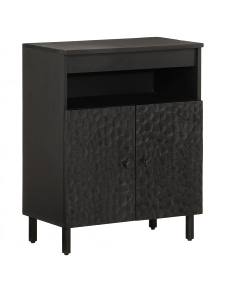 Credenza Nera 60x33x75 cm in Legno Massello di Mango
