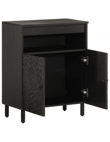 Credenza Nera 60x33x75 cm in Legno Massello di Mango