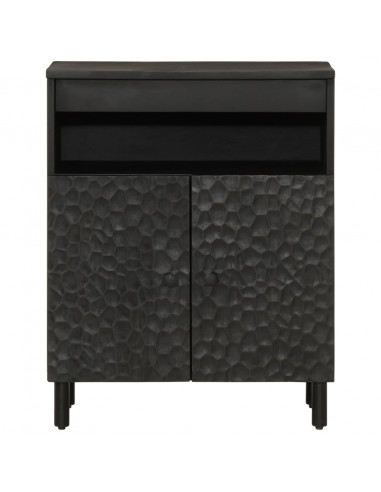 Credenza Nera 60x33x75 cm in Legno Massello di Mango