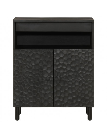 Credenza Nera 60x33x75 cm in Legno Massello di Mango