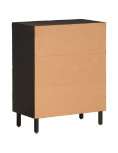 Credenza Nera 60x33x75 cm in Legno Massello di Mango 2