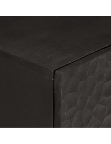 Credenza Nera 60x33x75 cm in Legno Massello di Mango