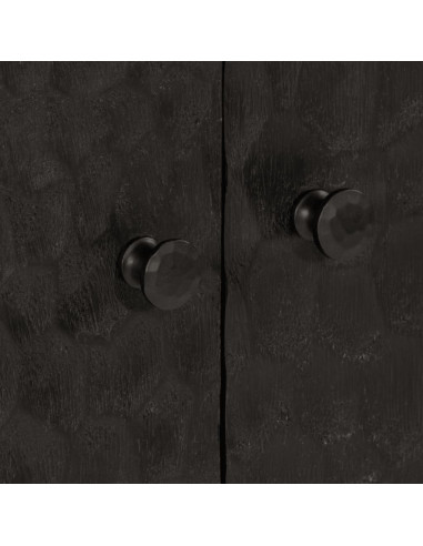 Credenza Nera 60x33x75 cm in Legno Massello di Mango