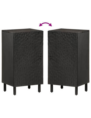 Credenza Nera 40x33x75 cm in Legno Massello di Mango