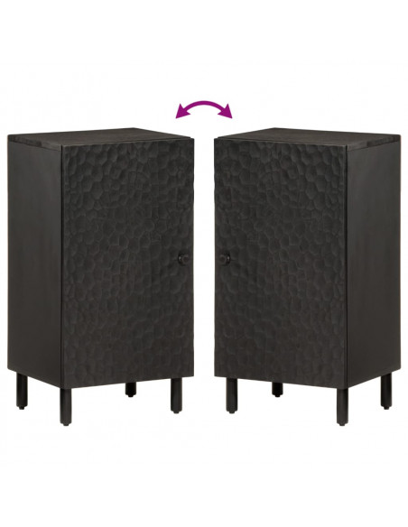 Credenza Nera 40x33x75 cm in Legno Massello di Mango