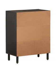 Credenza Nera 60x33x75 cm in Legno Massello di Mango 2