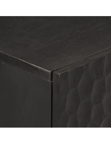 Credenza Nera 60x33x75 cm in Legno Massello di Mango