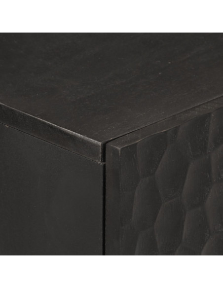 Credenza Nera 60x33x75 cm in Legno Massello di Mango