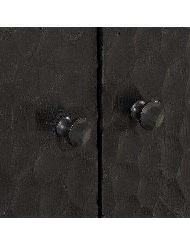 Credenza Nera 60x33x75 cm in Legno Massello di Mango