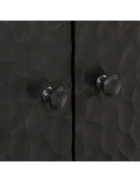 Credenza Nera 60x33x75 cm in Legno Massello di Mango