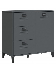 Credenza VIKEN Grigio Antracite 80x40x80 cm Legno Massello Pino 2