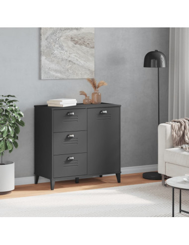 Credenza VIKEN Grigio Antracite 80x40x80 cm Legno Massello Pino